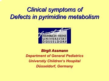 Clinical symptoms of Defects in pyrimidine metabolism - ERNDIM
