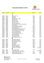 Schulchemikalien 2010 - ERNE surface AG