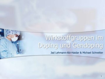 Wirkstoffgruppen im Doping + Gendoping