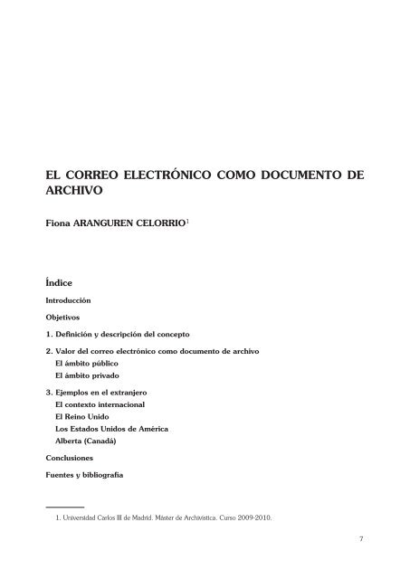 El correo electrónico como documento de archivo, Fiona ... - Errenteria