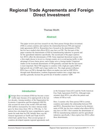 Chapter 7. Regional Trade Agreements and Foreign Direct Investment