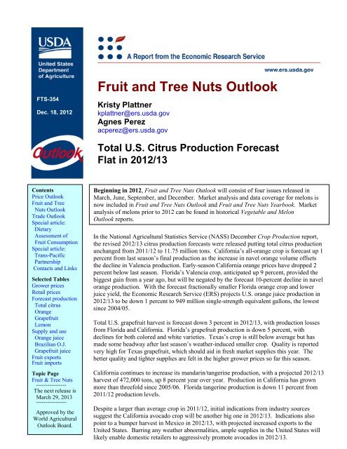 Fruit and Tree Nuts Outlook - Economic Research Service - US ...