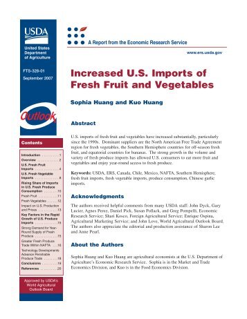 Increased U.S. Imports of Fresh Fruit and Vegetables - Economic ...