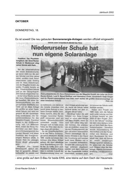 Oktober 01 und November 01 - Ernst-Reuter-Schule 1