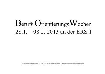 Erläuterungen zu den Veranstaltungen - Ernst-Reuter-Schule 1
