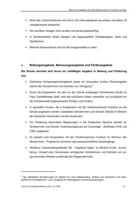 Der Inspektionsbericht - Ernst-Reuter-Schule 1