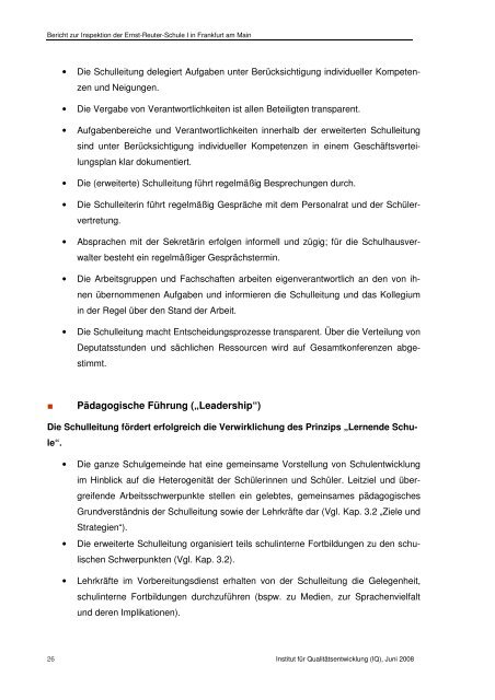Der Inspektionsbericht - Ernst-Reuter-Schule 1