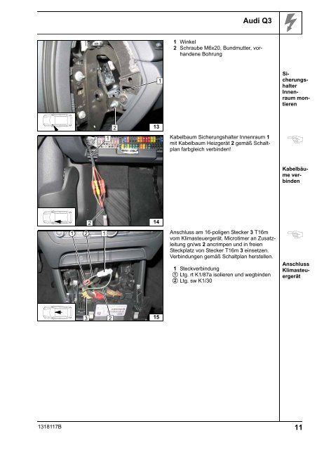 Wasser-Heizgerät Einbaudokumentation Audi Q3 - Ersatzteilbox