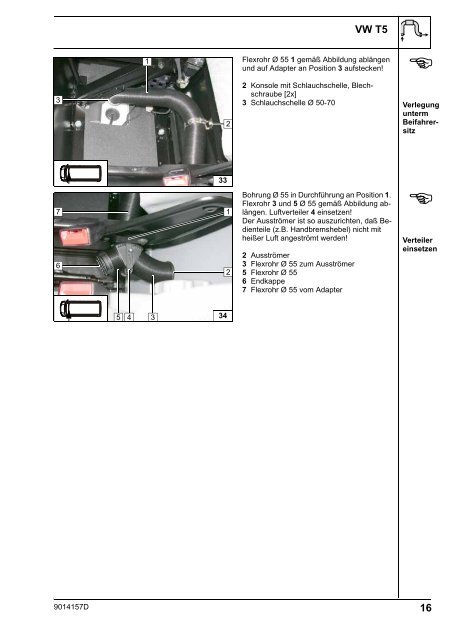 Luft-Heizgerät Einbauanleitung VW T5 - Ersatzteilbox