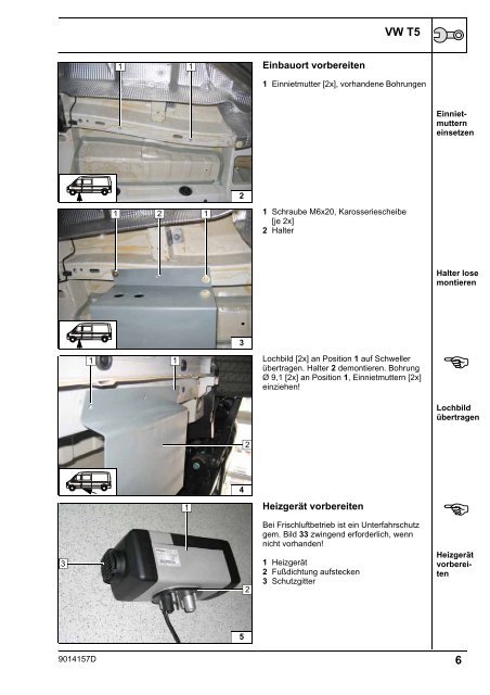 Luft-Heizgerät Einbauanleitung VW T5 - Ersatzteilbox
