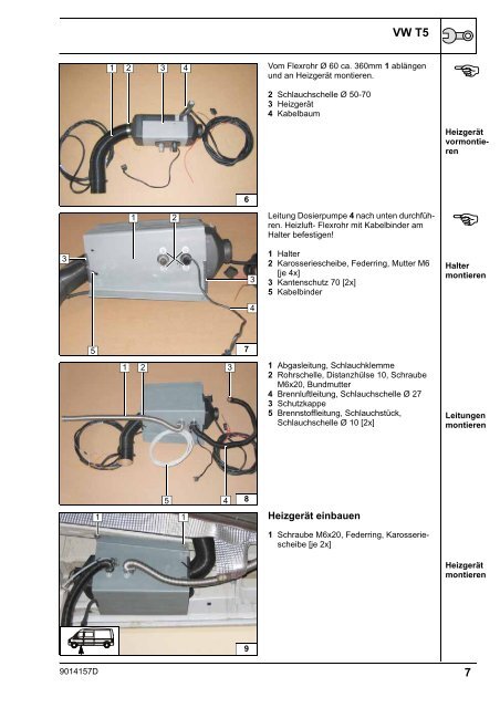 Luft-Heizgerät Einbauanleitung VW T5 - Ersatzteilbox