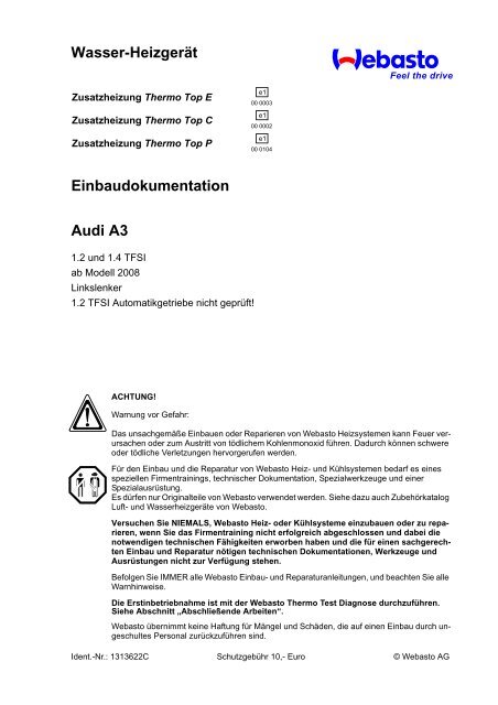 Wasser-Heizgerät Einbaudokumentation Audi A3 - Ersatzteilbox