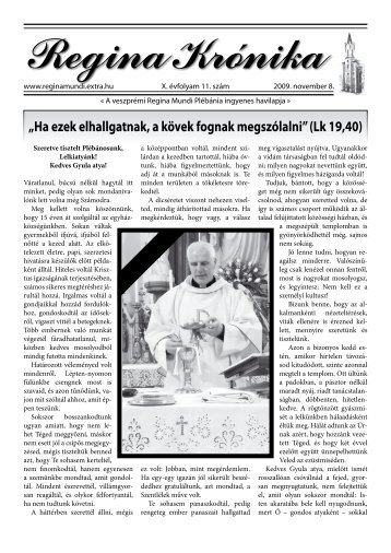 megnyitása - Regina Mundi plébánia Veszprém