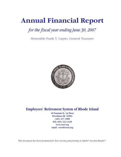 Annual Financial Report - Employees' Retirement System of Rhode ...