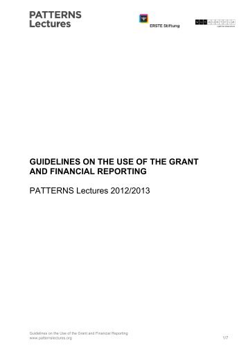 Financial Guidelines - ERSTE Stiftung