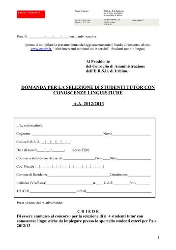 Modulo in formato PDF - ERSU Urbino