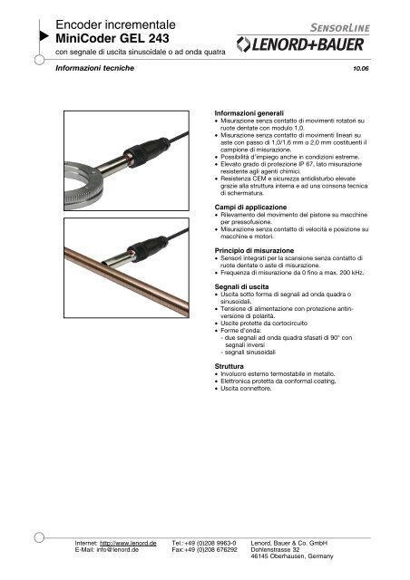 Encoder incrementale MiniCoder GEL 243 - ertech.ch