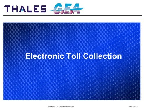 Electronic Toll Collection - ERTICO.com