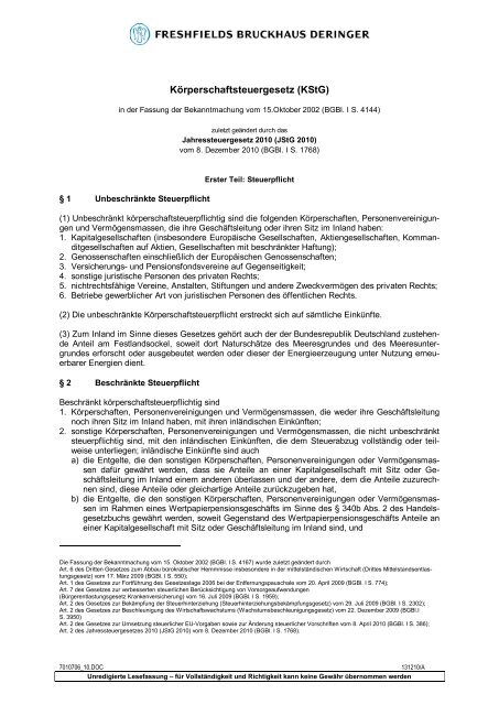 Körperschaftsteuergesetz (KStG) - Ertragsteuerrecht.de