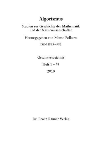 Gesamtverzeichnis 1-73 als pdf - Dr. Erwin Rauner Verlag