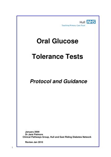 Oral Glucose Tolerance Tests: Protocol and Guidance