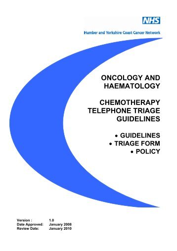 Chemotherapy Telephone Triage Guidelines - East Riding of ...