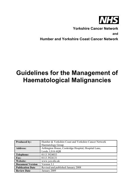 Guidelines for the Management of Haematological Malignancies