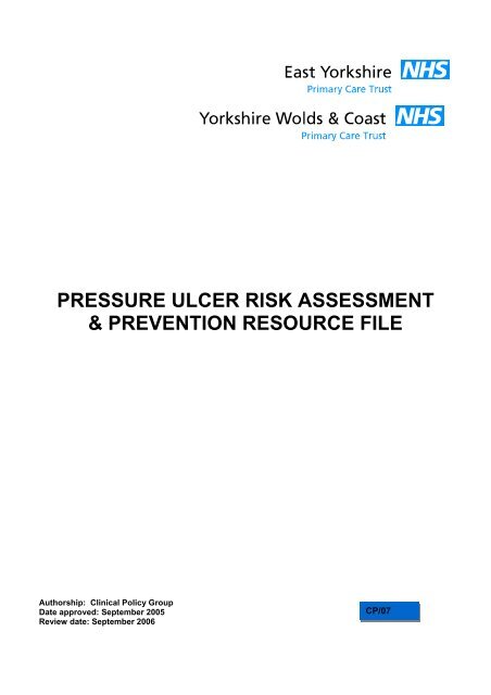 pressure ulcer risk assessment & prevention resource file