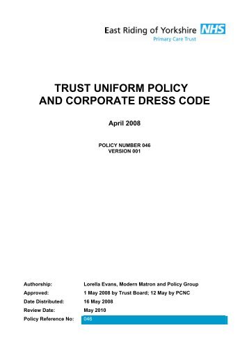 Draft Trust Uniform Policy - East Riding of Yorkshire Primary Care ...