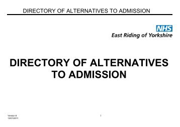 directory of alternatives to admission - East Riding of Yorkshire ...