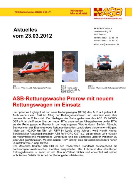 Aktuelles vom 23.03.2012 Asb-Rettungswache Prerow mit neuem ...