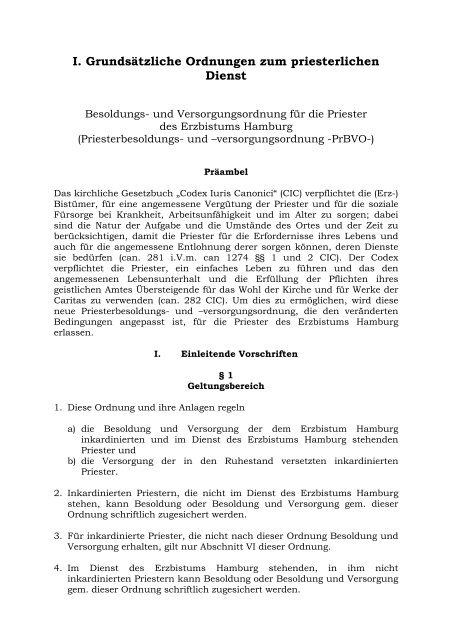 Priesterbesoldungs Erzbistum Hamburg