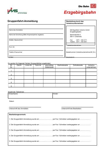 Formular Gruppenfahrt-Anmeldung (PDF, 85KB) - Erzgebirgsbahn
