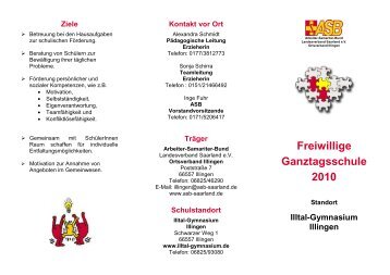 Flyer der FGTS Illingen - Illtal-Gymnasium