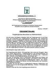 ERZGEBIRGSVEREIN e.V. PRESSEMITTEILUNG