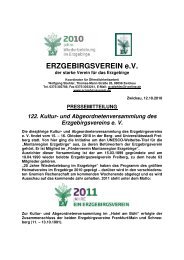 PRESSEMITTEILUNG 122. Kultur- und ... - Erzgebirgsverein