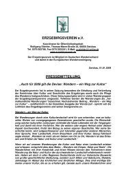 ERZGEBIRGSVEREIN e.V. PRESSEMITTEILUNG