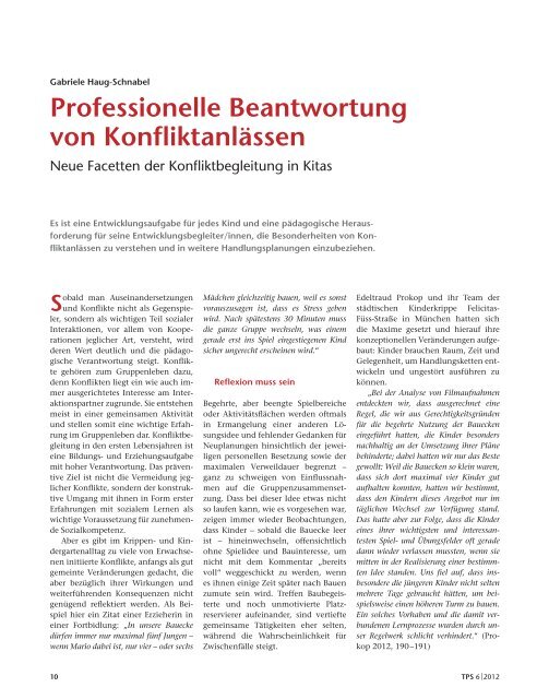 Professionelle Beantwortung von Konfliktanlässen - ErzieherIn.de