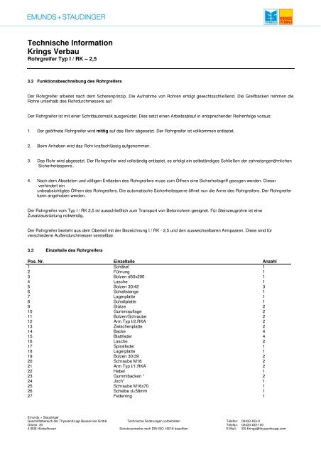 Verwendungsanleitung RK I 2,5 - Emunds + Staudinger GmbH