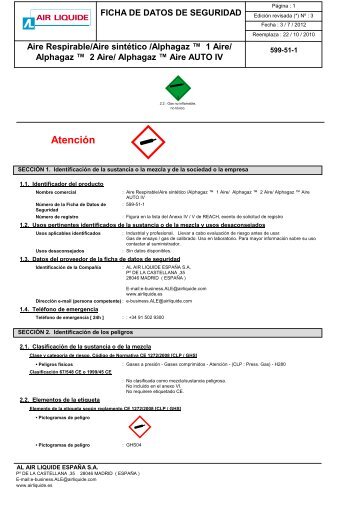 FDS Aire Respirable - Air Liquide