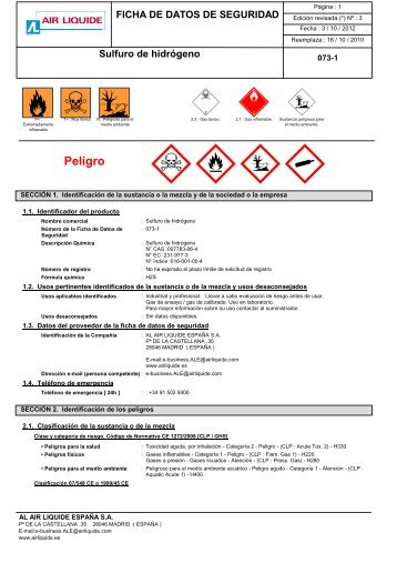 FDS Sulfuro de Hidrógeno (073-1) - Air Liquide