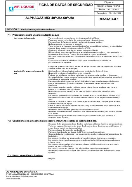 FDS Alphagaz MIX 40%H2 - 60%HE ... [302-10-012ALE] - Air Liquide