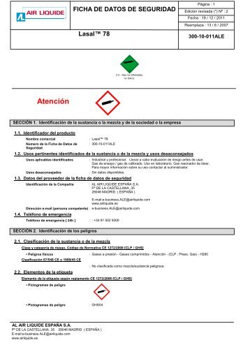 FDS Lasal 78 ... [300-10-011ALE] - Air Liquide