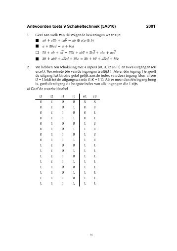 Antwoorden toets 9 Schakeltechniek (5A010) 2001