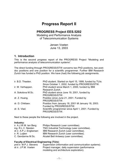 Progress Report II Technische Universiteit Eindhoven progress-report-ii-technische-universiteit-eindhoven