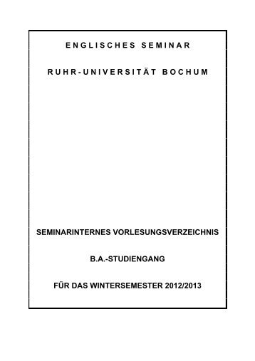 Termine im WS 2012/13 - Englisches Seminar - Ruhr-Universität ...