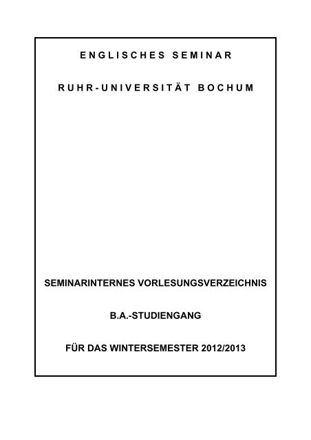 Termine im WS 2012/13 - Englisches Seminar - Ruhr-Universität ...