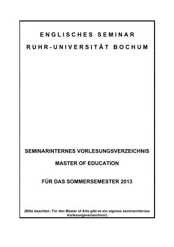 Englisches Seminar - Ruhr-Universität Bochum