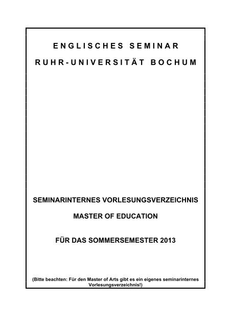 Englisches Seminar - Ruhr-Universität Bochum