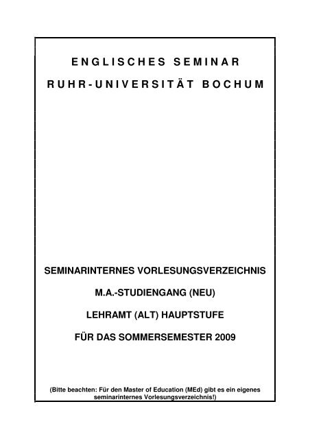 Englisches Seminar - Ruhr-Universität Bochum